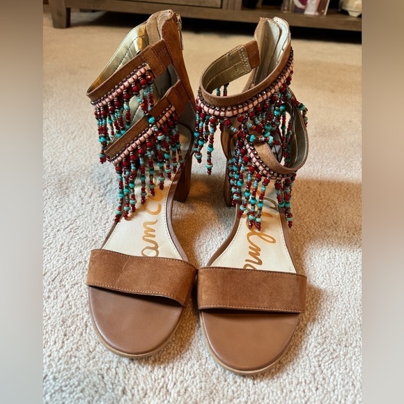 Sam Edelman Shoes - NWOB SAM EDELMAN Women’s Sibel Brown Beaded Ankle Strap Block Heel Sandal-Size 9